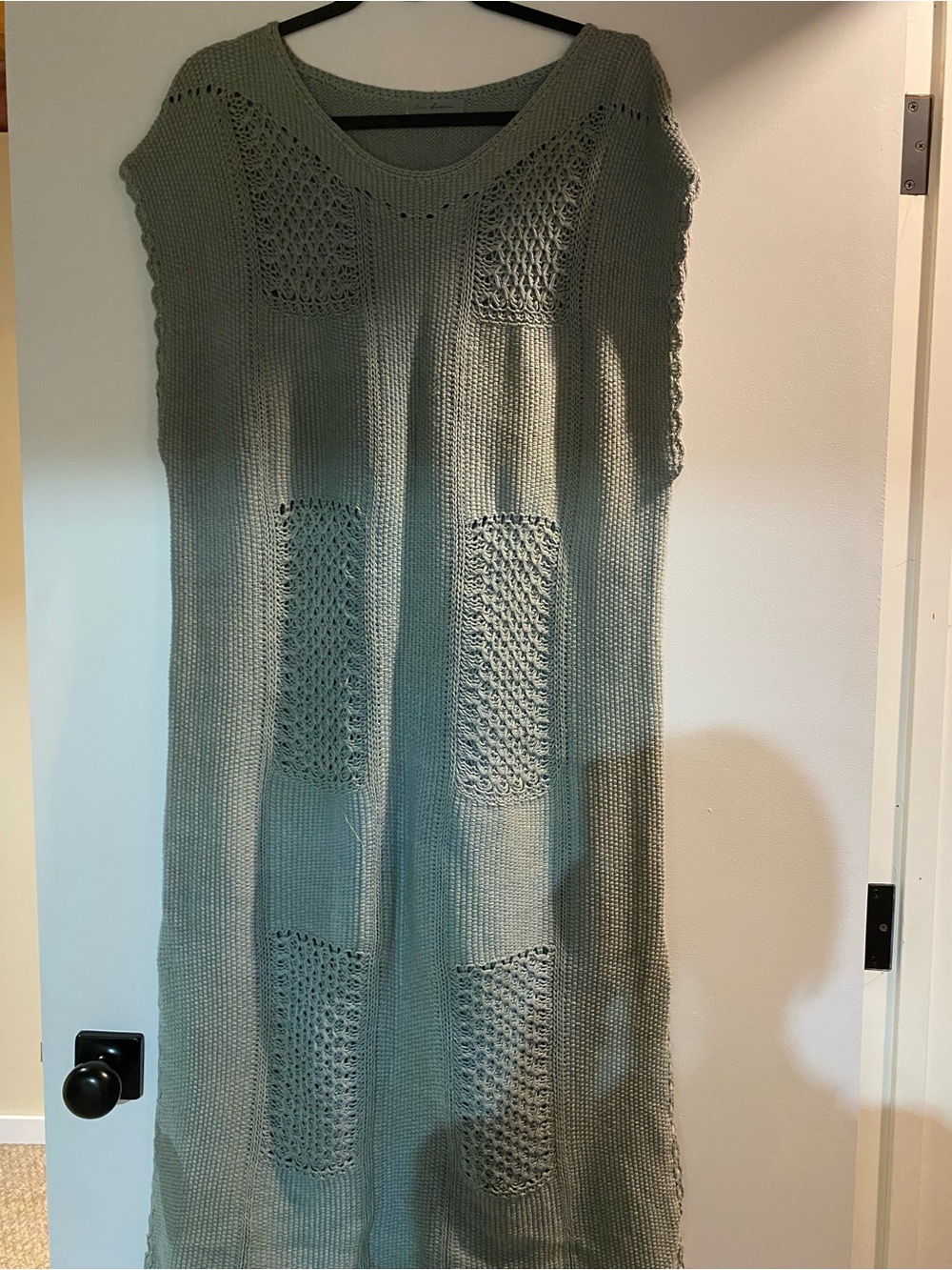 Light Sage Knit Sleeveless Sweater Dress